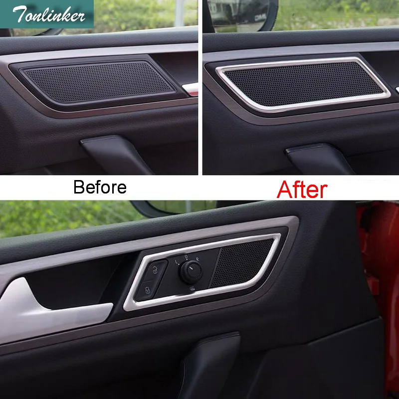 

Tonlinker 2 PCS DIY Car Styling Stainless Steel front door inner handle Cover Case Stickers for VW NEW GOLF Sportsvan Accessries