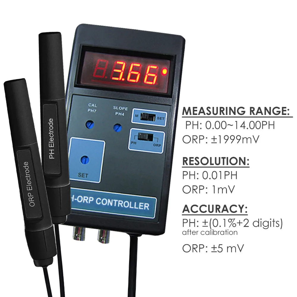 Цифровой 2 в 1 pH ORP mV CO2 контроллер измеритель аквариума 0 00 ~ 14.00PH Диапазон +