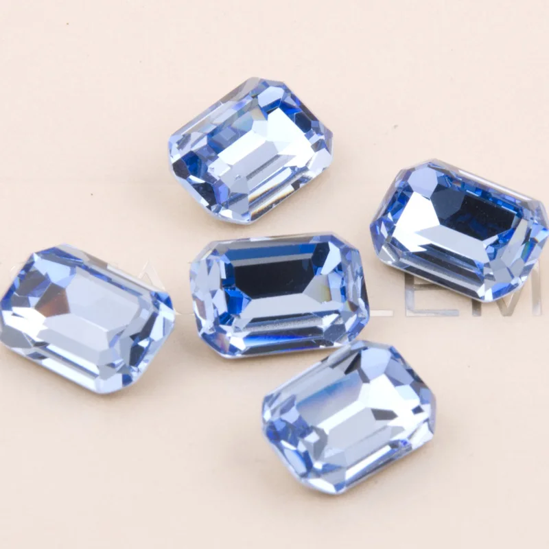 YANRUO #4610 все размеры Light Sapphire Octagon Кристалл пришить камни Strass указал назад Стекло