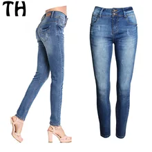 2016 Slim Fit Ripped Skinny Jeans Feminino Pantalon Mujer Casual Denim Pants Salopette High Waist Jeans Women #160317