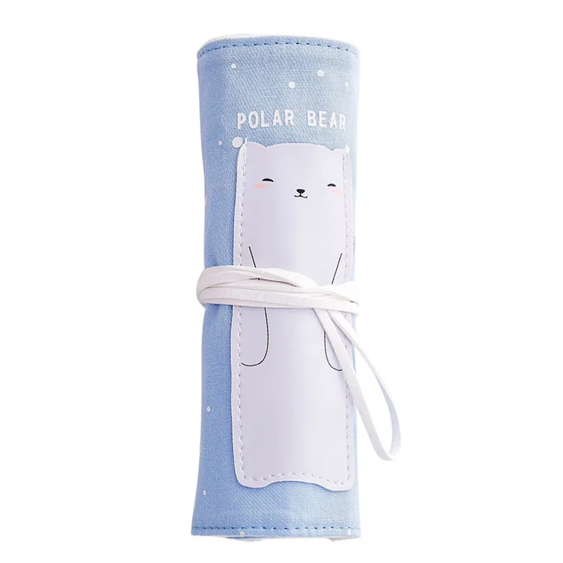 

Canvas Wrap Roll Up Pencil Case Pencil Bag Makeup Brushes Holder Pouch School Supplies gifts for buys or girls new A30