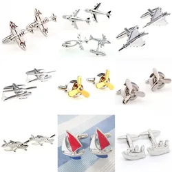 Fashion 9 Designs Plane Ship Cufflink Cuff Link 1 Pair Free Shipping Biggest Promotion