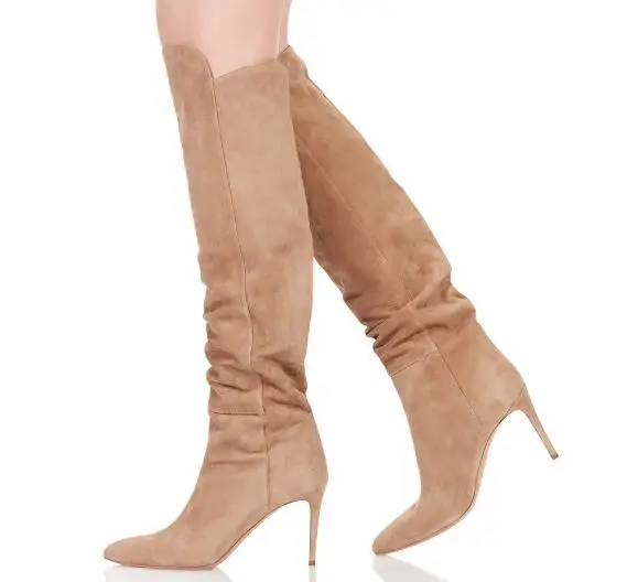 Nueva Moda Deslizamiento as Del Negro La Mujeres Color Dedo 45 En 2018 Tacón Estilete Largas Picture Desnudo Tamaño Invierno Pie Picture Rodilla Punta Más Botas Marca As Ixq456