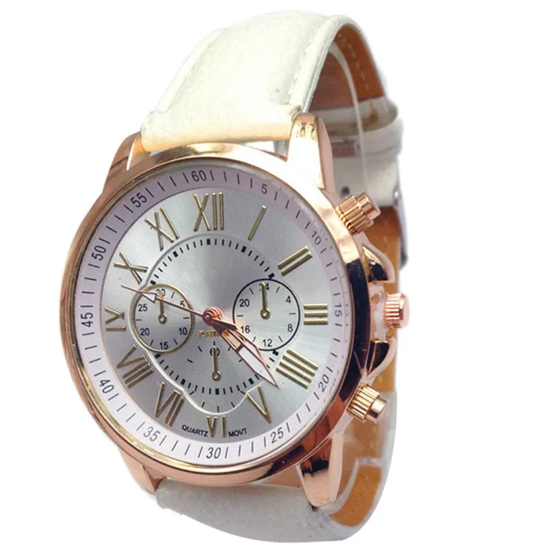 Women Watch Stylish Numerals Faux Leather Analog Fashion& Casual Bracelet Clasp Classic 18aug7 - Цвет: WT