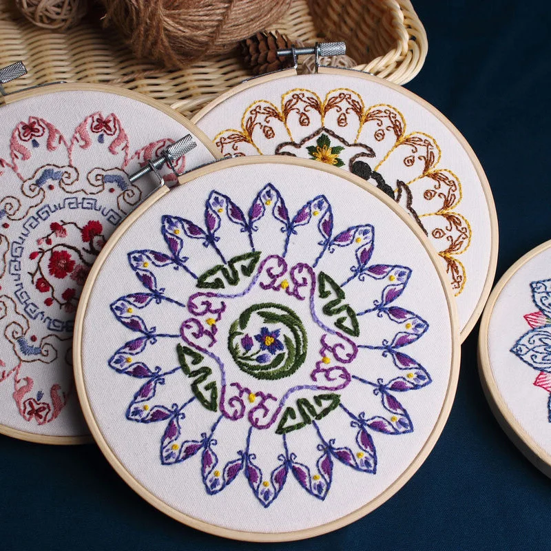 

3D DIY Colorful Flower Ribbon Net Embroidery with Round Frame Cross Stitch Kit Art for Home Wall Hanging Decor Creative Gift