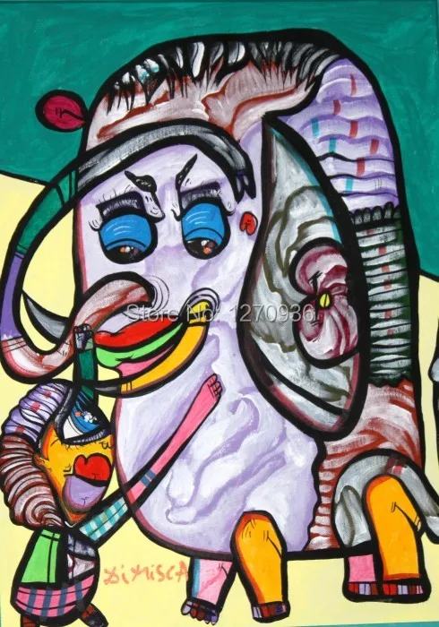 

abstract people and the animal work together strange face handmade imitation oil painting on canvas beautiful wall decor art