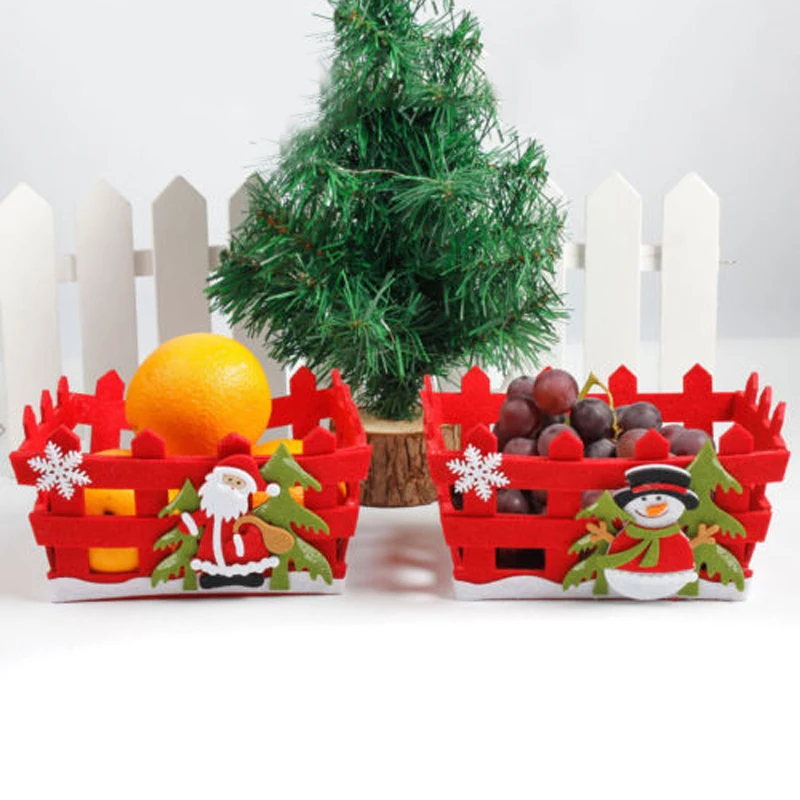 2019 Newest Christmas Candy Fruits Storage Basket Container Box Home Decor Xmas Gifts 2 Styles