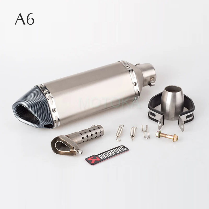 Left/Right Universal Motorcycle Akrapovic Exhaust Pipe Scooter Dirt Pit Bike Motocross KTM 51mm Escape Stainless Steel Slip-on