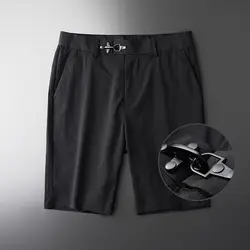 Minglu Лето Для мужчин s шорты Роскошные в Вертикальную Полоску короткие брюки Для мужчин Высокое качество модные спортивные по колено