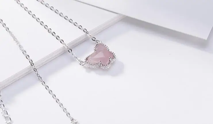 

Sterling S925 925 silver Necklace butterfly Quartz Pendant sweater chain