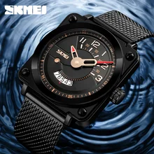 SKMEI Роскошные креативные кварцевые мужские часы модные черные из нержавеющей стали Повседневный ремень для часов мужские часы Relogio Masculino 9172