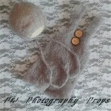 Детский мохер для вязания крючком шапка и комбинезон серый вязаный наряд для маленьких мальчиков Фотография реквизит для фотографий новорожденных шляпа крючком Детский костюм Душ подарок