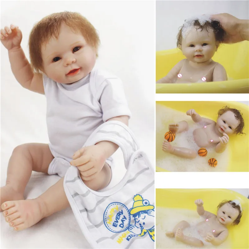 

22" boy bebe doll reborn full body silicone vinyl reborn babies children bath doll toys realista bonecas reborn