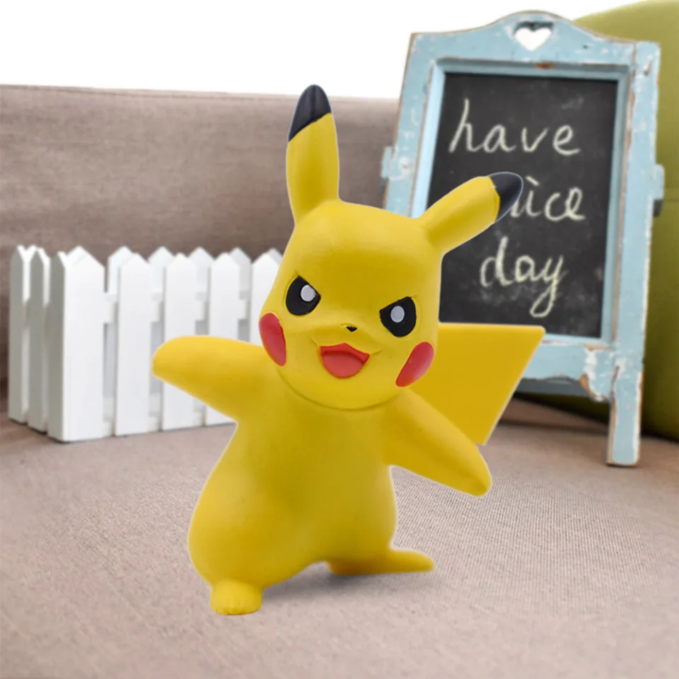 3-4 см 2 ''Pikachu Squirtle Charmander Eevee Popplio Torchic Treecko Riolu Rotom Rowlet Litten аниме фигурка куклы игрушки - Цвет: Standing Pikachu