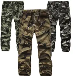 Брюки-карго Для мужчин 2018 Новое поступление модные Для мужчин Хлопковые эластичные камуфляж брюки Военно-тактические Спортивные штаны