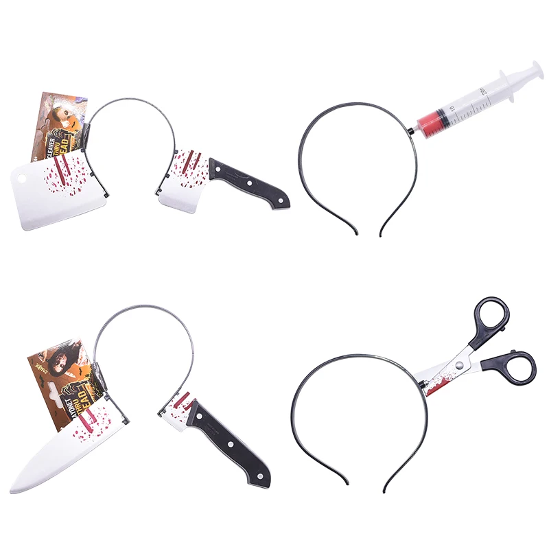 1pc Horror Headband Prank Through Head Knife Injector Scissors Trick Magic Props for April Fool Day Halloween Party Toy Fun Toys