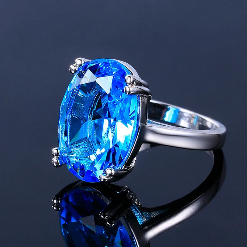 Nasiya горячая Распродажа Большие Бирюзовые кольца 13x18 мм драгоценный камень серебро 925 ювелирные изделия кольцо для Для женщин 6 Цвет высокое качество Обручение ювелирные изделия
