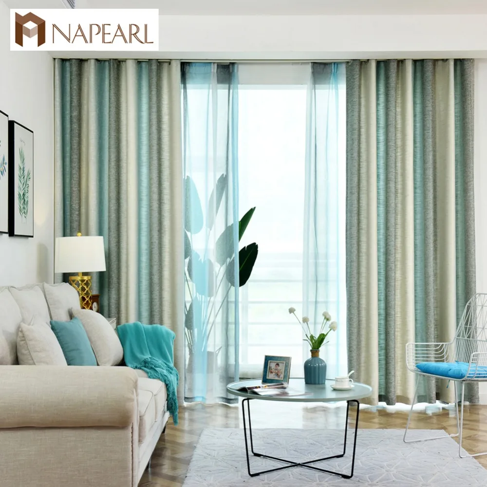 Napearl Colorful Striped Line Bedroom Cloth Curtains Polyester