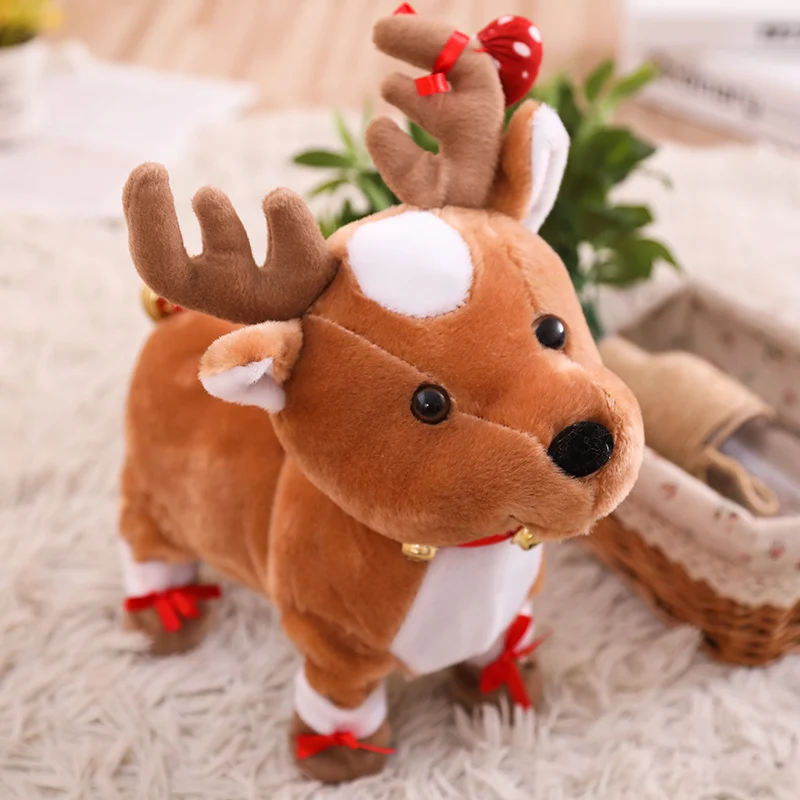 Rena de Natal Brinquedos de Pelúcia Animais de Pelúcia Eletrônicos para Crianças Tiara do Bebê Falando Cantando Andando Meninas Meninos 3 Brinquedos de pelúcia eletrônicos