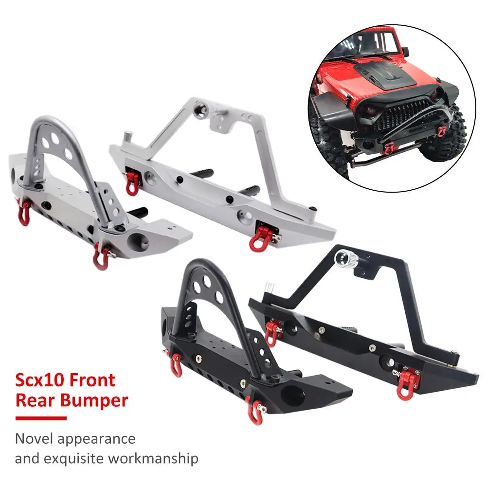 

Aluminum Front Rear Bumper Bull Bar W/ Spare Tire Carrier For 1:10 Axial SCX10 JEEP SCX10 II RC Car