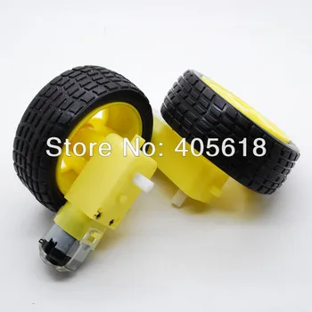 

4 sets Smart Car Robot Plastic Tire Wheel Tyre + DC3-6V Gear Motor For Robot Free shipping