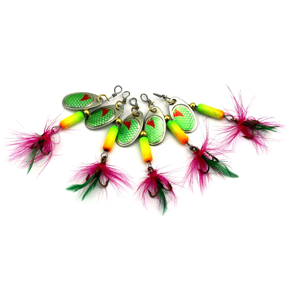 1 pcs Spinner Bait Fishing Lure with feathers tail Metal Spoon 6.3g