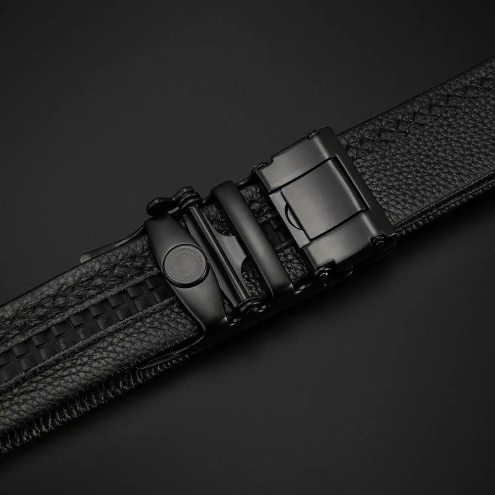 Мужской ремень из воловьей кожи BISON DENIM черный модный натуральной с