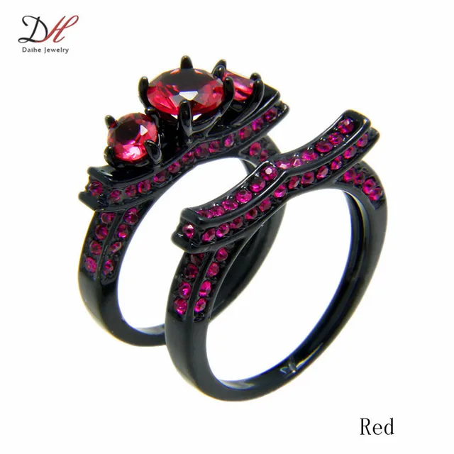 Pink Purple Rose Red Aaa Cubic Zirconia Women S Black Wedding Ring Pink Purple Rose Red Aaa Cubic Zirconia Women S Black Wedding Ring Set Engagement