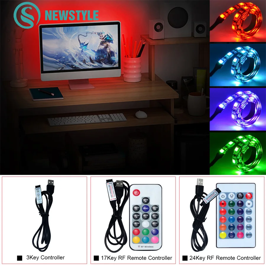 

DC5V TV Background Led Strip Light 5050 USB RGB Led Strip with Remote 0.5M 1M 2M Waterproof/ No Waterproof Led Strip for Home
