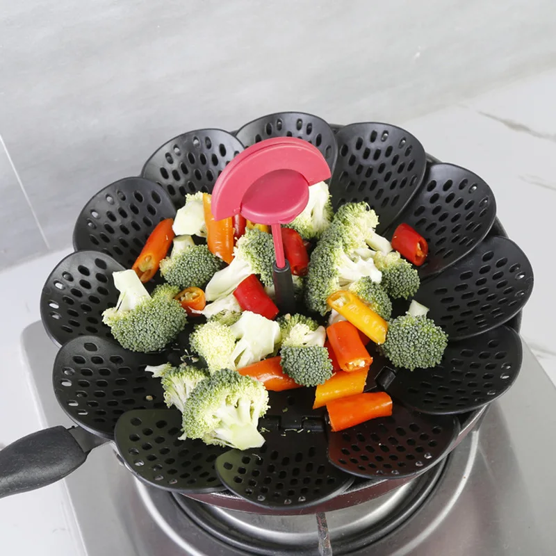 

Kitchen Tools and Handle Vegetable Cooker Cooking Utensils Steamed Lotus Shape Basket Steaming Items Extendable Egg