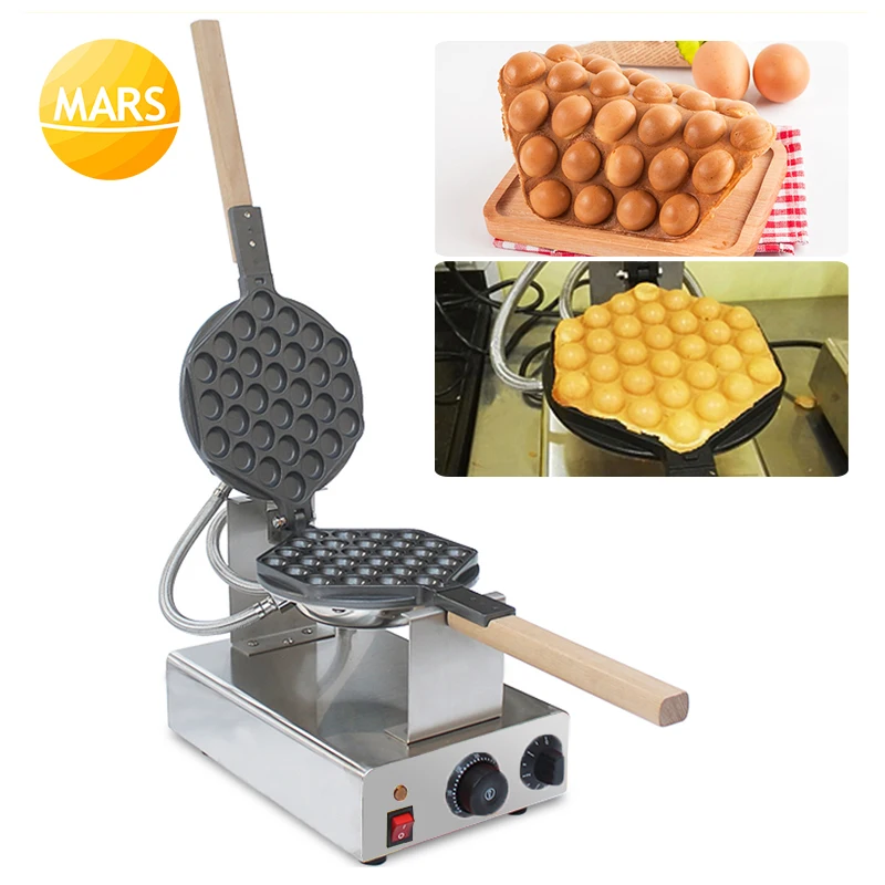 Rotary Nonstick Electric Egg Waffle Baker Bubble Waffle Maker Iron w// Dispenser