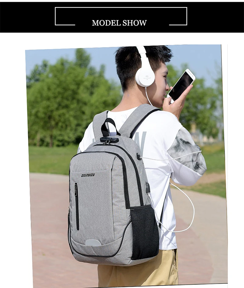 Anti Theft замок рюкзак для мужчин ноутбука 15,6 дюймов Usb зарядка Оксфорд Back Pack мужской мешок большой Mochila школьные ранцы