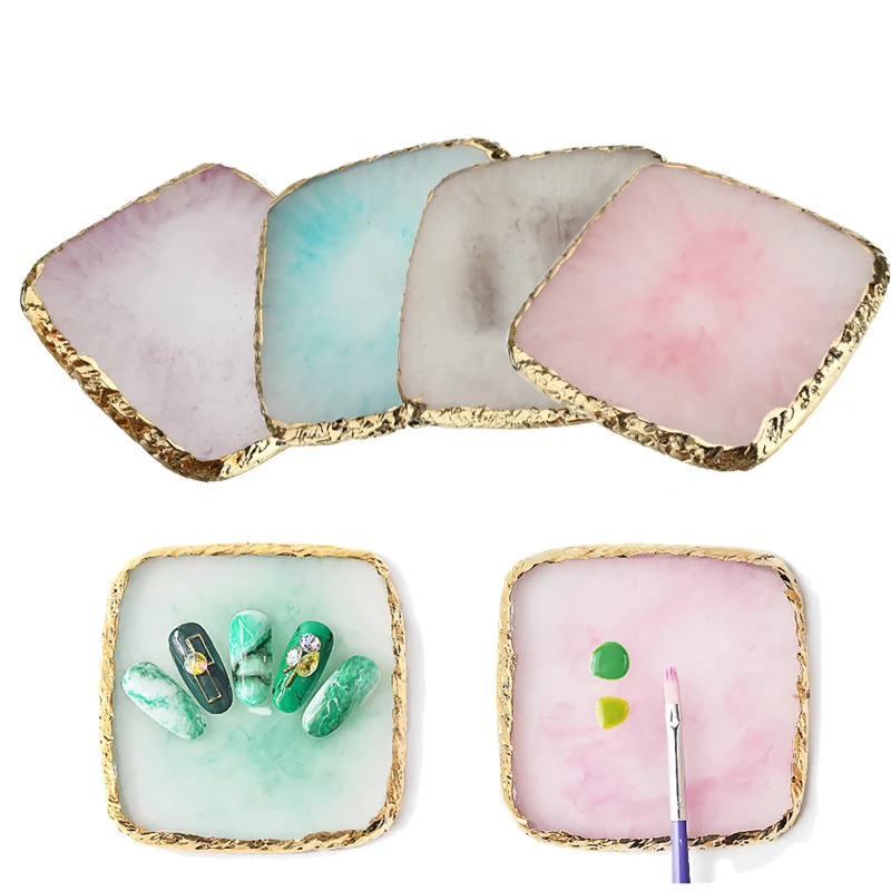 

Square Natural Resin Nail Color Palette Display Holder Drawing Nail Art Paint Color Mixing Display Nail Art Tools