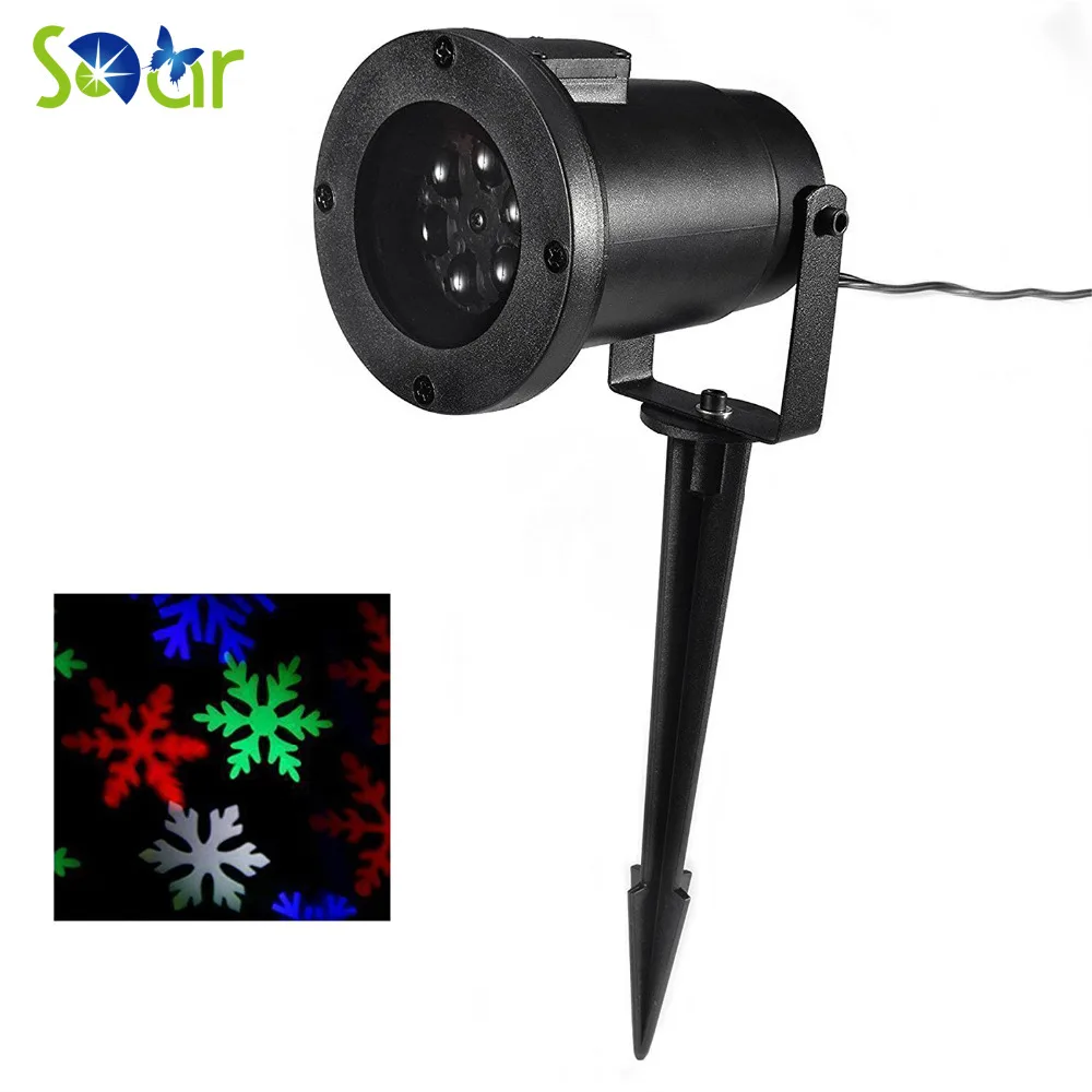 Christmas Projector Lamp Moving Multi color Snowflake LED Landscape Projection Lights Outdoor ...