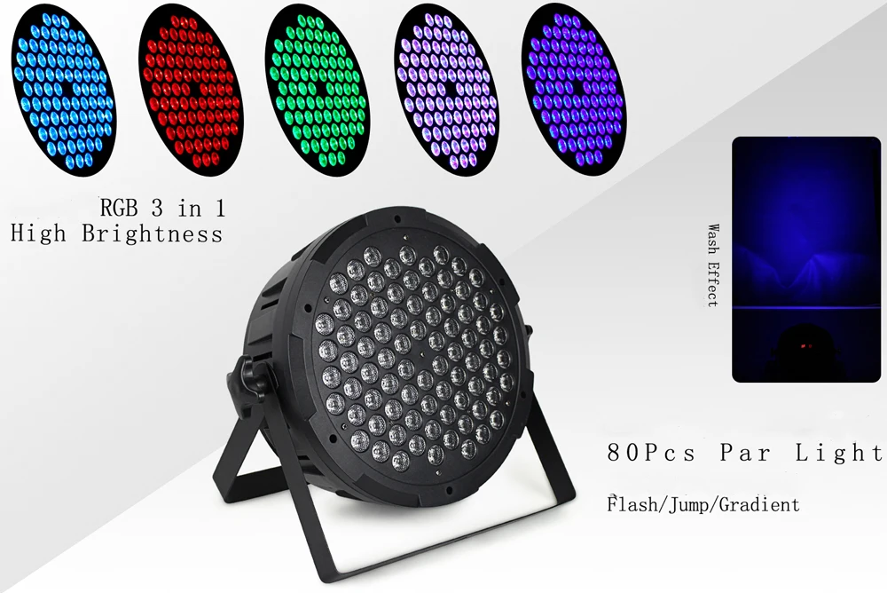Плоский светодиодный прожектор Par 80X1W сценическое освещение с эффектом RGB DMX512
