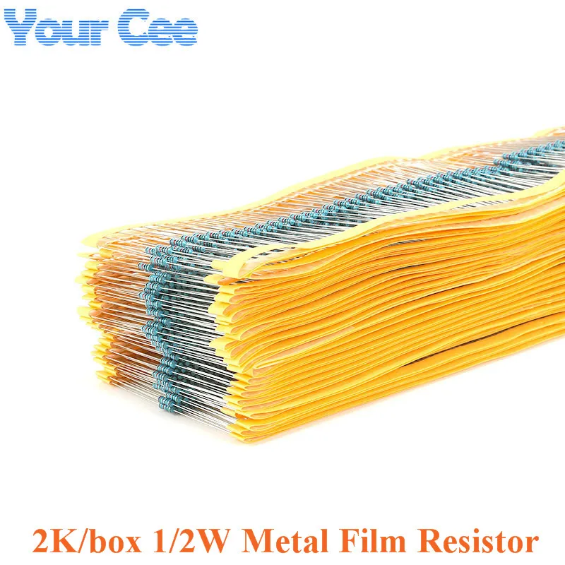

2000pcs 1/2W Metal Film Resistor Resistance 1% 1M 5.6K 47K 470K 4.7K 2K 240K 20K 10K 1K 100R 620R 220R 300R 100R 10 150 1.8 ohm