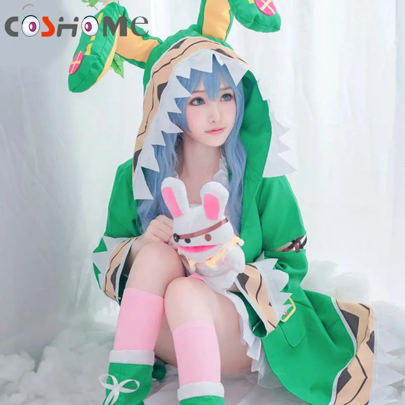 

Coshome Date Live Yoshino Cosplay Costumes W Green Hooded Women Girls Coat Halloween Costumes with Socks