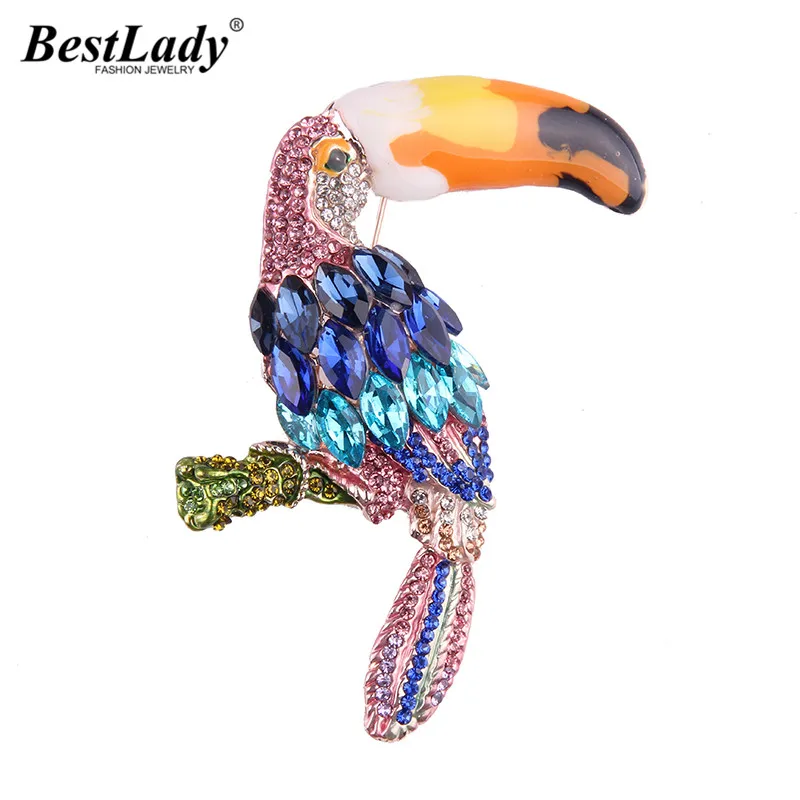 

Best lady Luxury Rhinestone Flamingo Shaped Animal Statement Brooches Hot Sale Multi Color Pins Up Clip Scarf Brooch Women 5433