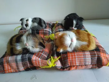

simulation sleeping cat model about 11x10x6cm plastic&furs cat with mat handicraft prop home decoration gift p0154
