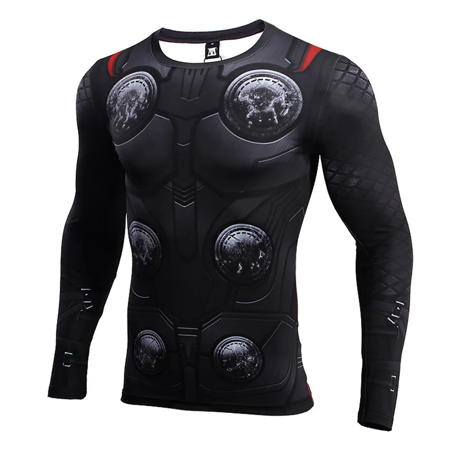 

Hot 2019 Rashgard Man Long Sleeve Sport Shirt Men Compression Fitness Tights Gym Clothing Sportswear Avengers 3 Thor T shirts