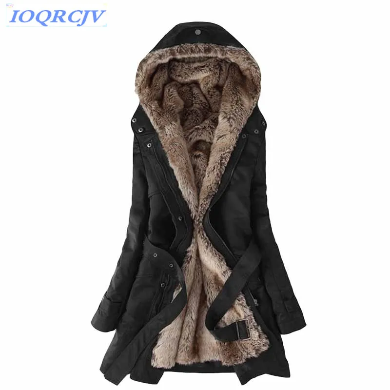 

parka woman winter cotton jackets Plus size Hooded coat Thicken Faux fur Lining warm parkas Slim female winter tops IOQRCJV N120