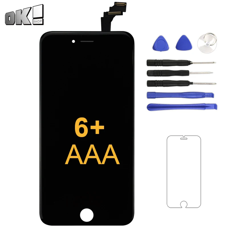

Grade AAA+++ White Black Display For iPhone 6 Plus LCD Touch Screen Panel Digitizer Assembly Mobile Phone Repair Replacement