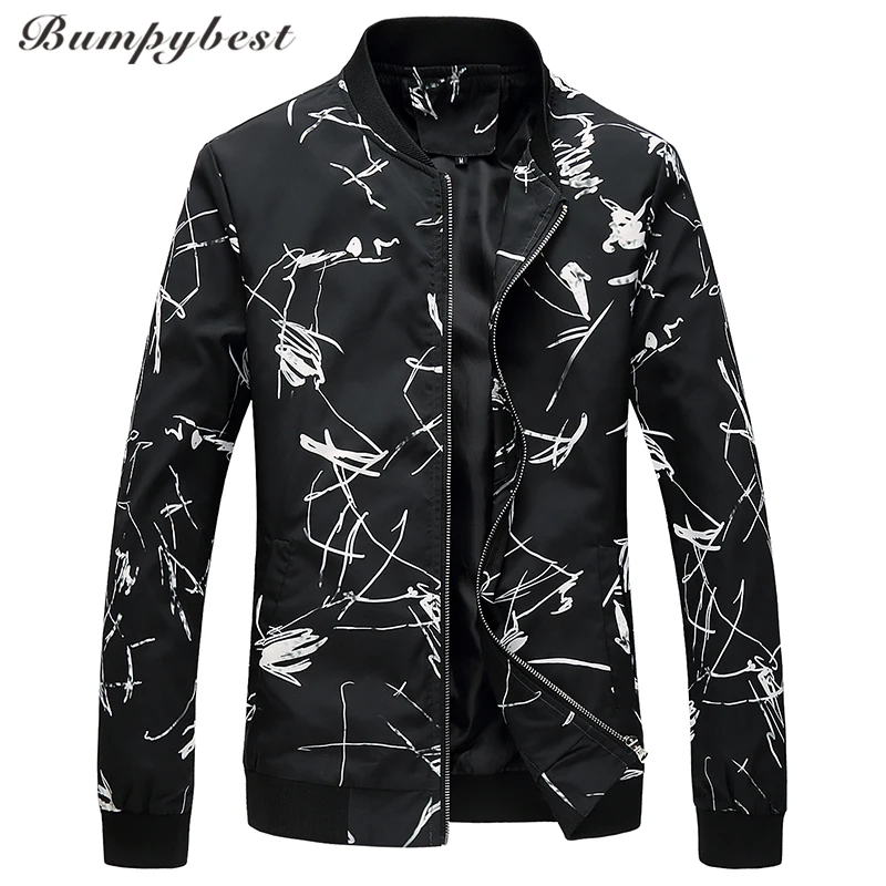 

Bumpybeast Men Track Jacket Boy Windbreaker Sleeve Street Flower Jackets Hip Hop Man 6XL Coat Male Patchwork Style Outwear JK808