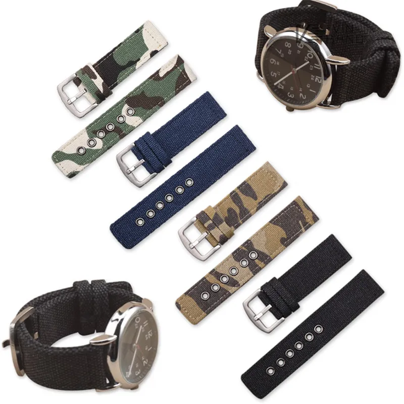 

Camouflage canvas Watch Band Strap Nylon Mesh NATO Watchbands Zulu Strap Stainless Steel Ring Buckle Replace 18mm 20mm 22mm 24mm