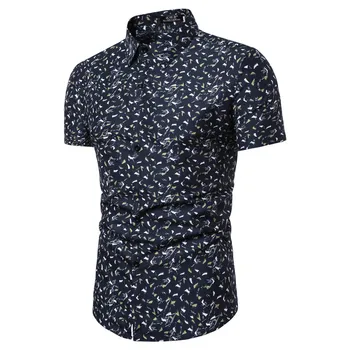 

2019 Summer New Fashion Plus Size Short Sleeve Casual Men Shirt Navy