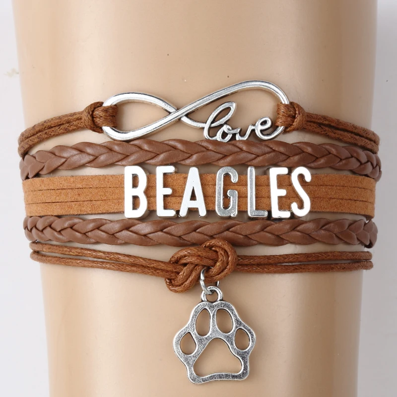 Браслет Infinity Love Beagles плетеный браслет в виде лапы подарок для любителей животных