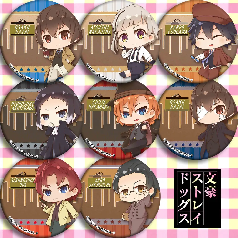 

anime badge 58 mm Bungo Stray Dogs Acrylic Atsushi Nakajima Armed Detective Round Badges Brooch backpack deco