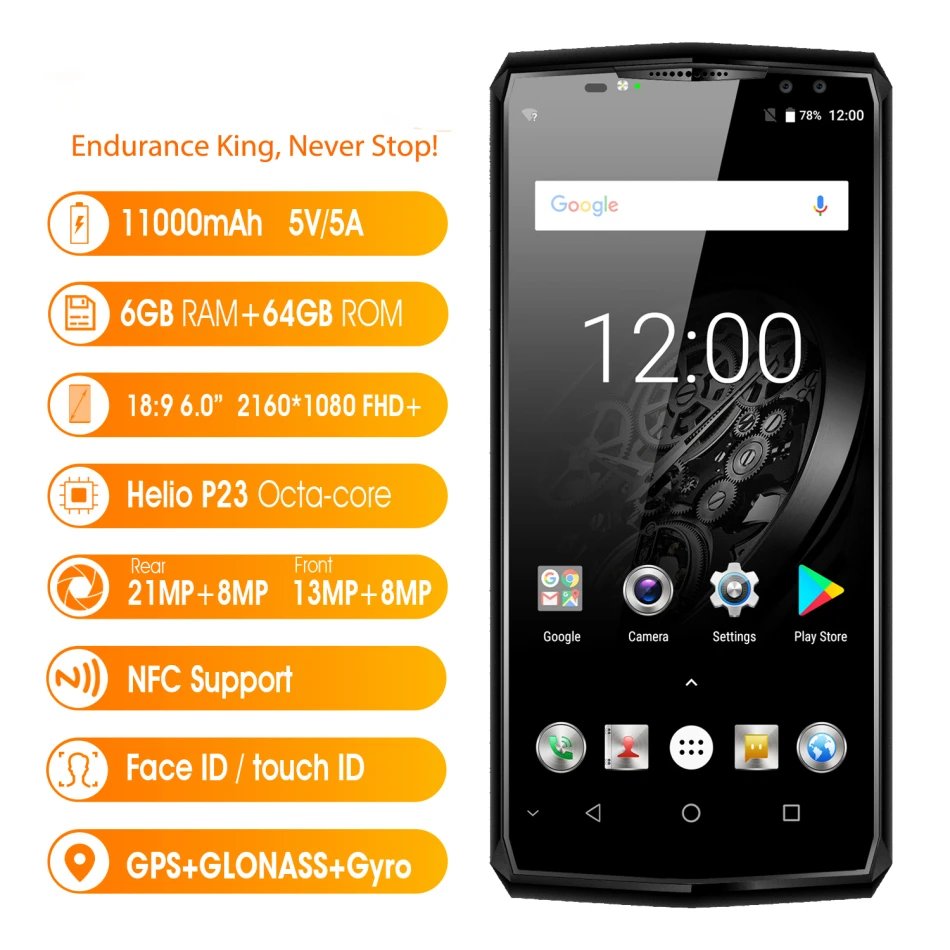 Бизнес класса люкс Android телефона Oukitel K10 6 &quot1080x2160 уход за кожей лица 6G Оперативная