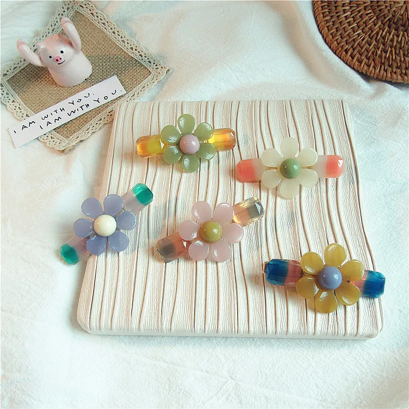 

Japanese Korean Sweet Beautiful Flower Acrylic Duckbill Clip for Girl Women's Hairpins Headdress Fashion Cute Hair Accessories