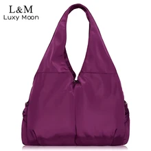 Bolso de las mujeres Bolsa Grande de Hombro Ocasional de Nylon Tote Famosa Marca Púrpura Bolsos de La Momia Bolsas de Pañales Impermeables bolsas Negro XA287H